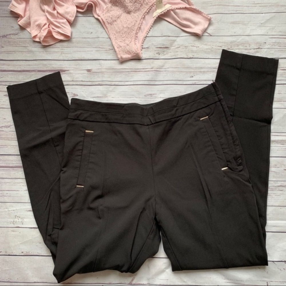 Black skinny side zip pants